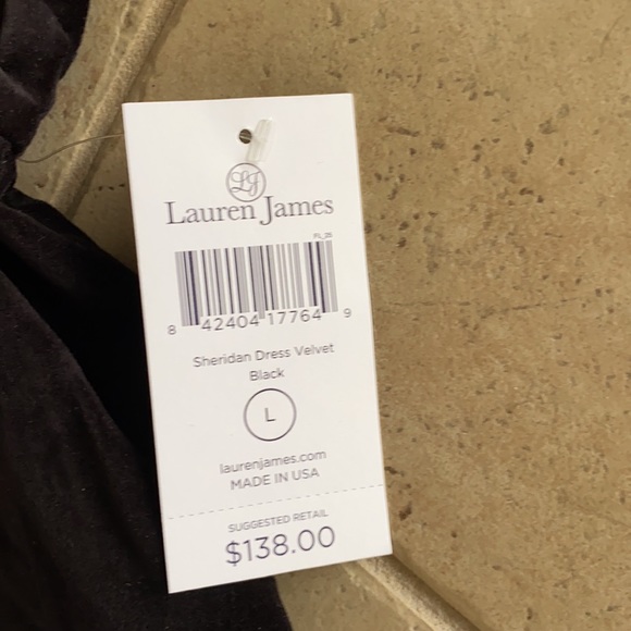 NWT Lauren James velvet fit and flare dress ribbon sz lg - Picture 2 of 4